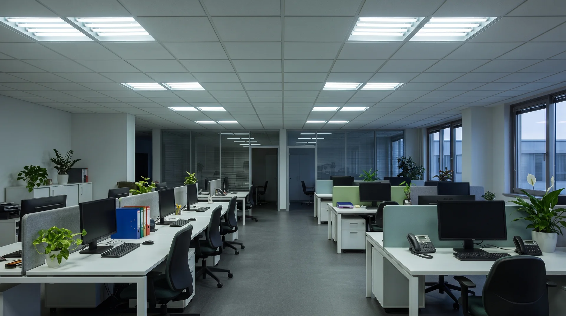 Lo stesso ufficio con illuminazione tradizionale.